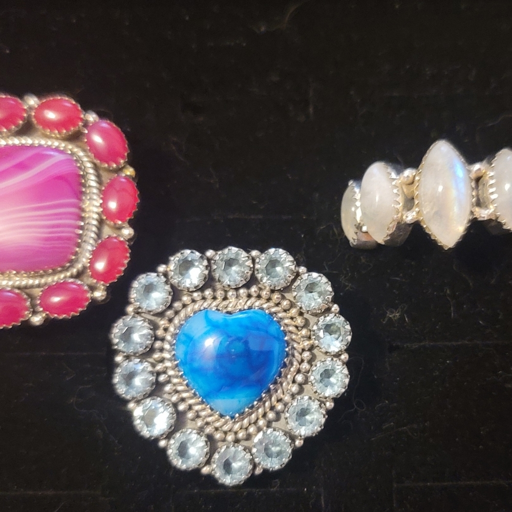 Lot of 3 sterling and gemstone rings.